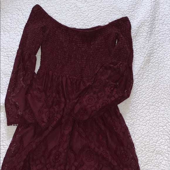 maroon dress (off the shoulder) - Picture 2 of 3